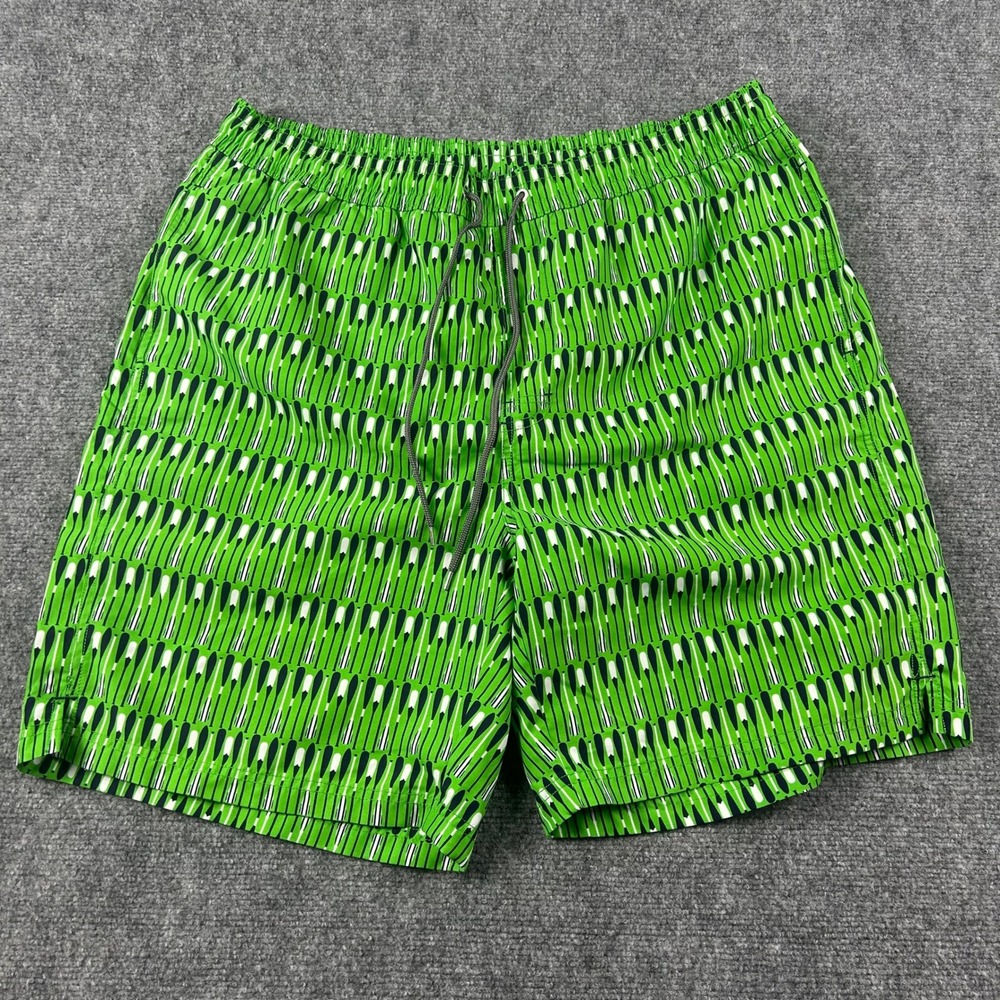 Thomas Dean Swim Trunks Mens XXL Green Paddle Print Drawstring Mesh Lined Shorts